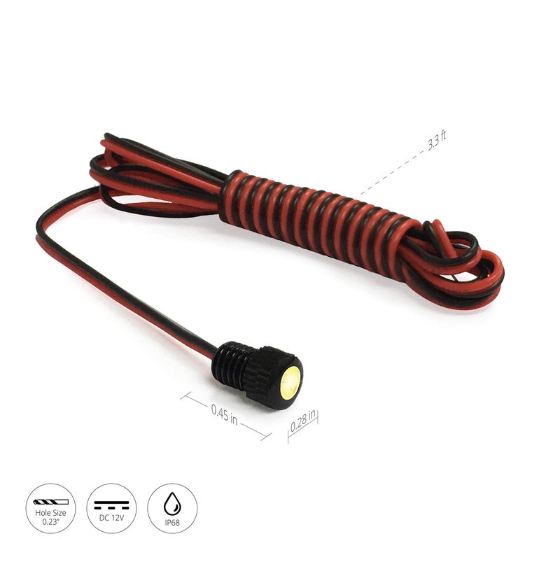 Oznium BRIGHTEST Light Bolt - Flush Mount 12V LED Light for Bumper, Grille, Cars Interior, Dash, Ambient Lighting, Motorcycle w/SLEEK Aluminum Housing & Screw Nut (6 mm Black, Warm White LED) - Image 5